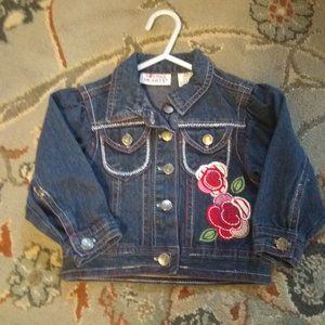 Young Hearts denim jean jacket with embroidered flowers size 2T